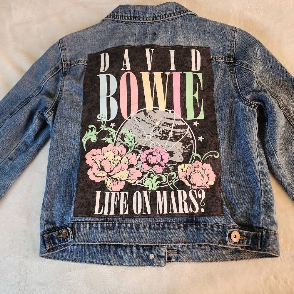 CI SONO David Bowie Upcycled Distressed Denim Button Front Jacket Size Large